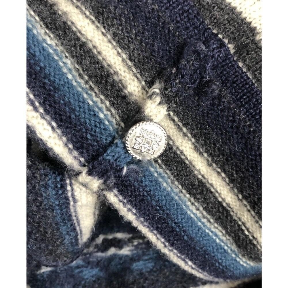 VTG KAREN SCOTT 100% Wool Cardigan Women's Sz M Black Blue Metal Button Sweater - Picture 11 of 13